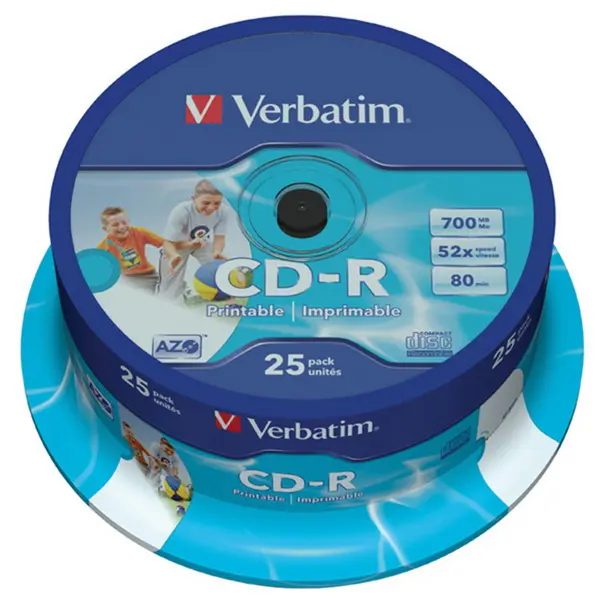CD-R Verbatim DL Plus 700 MB cake 25 ks printable
