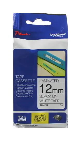 Páska pro Brother TZ-231 12 mm černá/bílá