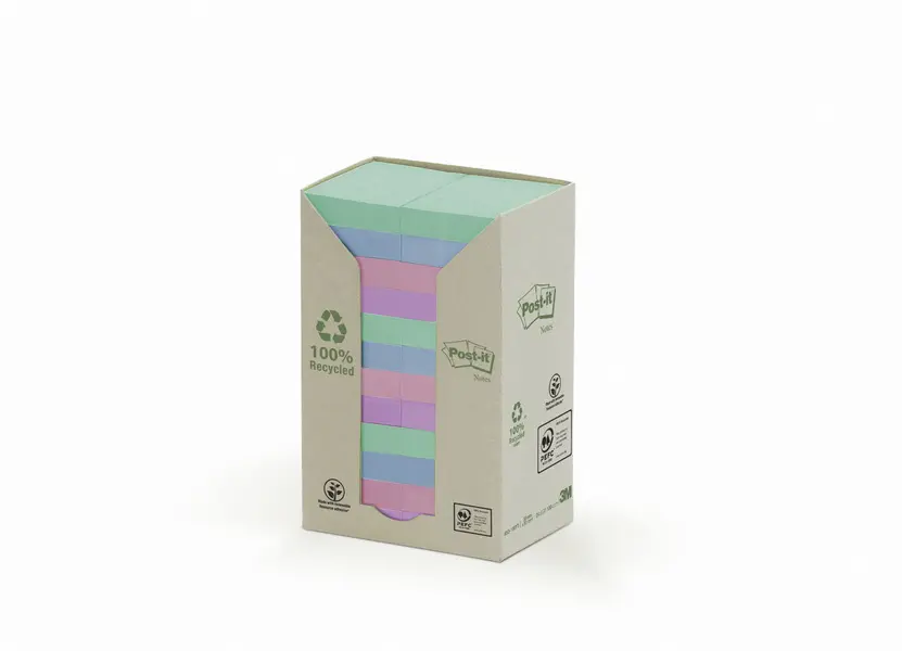 Blok samolepicí recykl 38x51 mm 6x100 lístků pastelový mix
