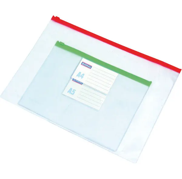 Obálka A4 se zipem PVC s kapsou na vizitky