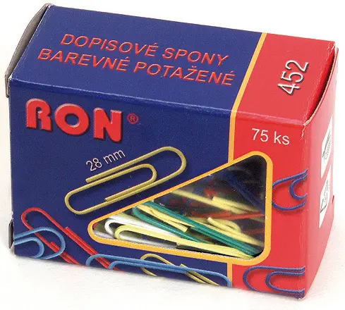 Spony dopisní RON 452 28 mm barevné 75 ks