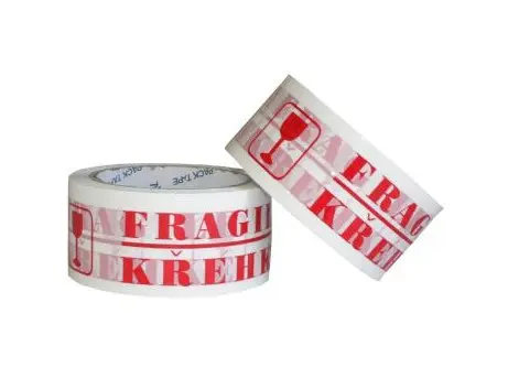 Páska lepicí 48 mm x 66 m bílá s potiskem Křehké/Fragile