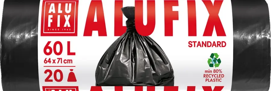 Sáček do koše 60 l 15 mic. 64x71 cm černý 20 ks