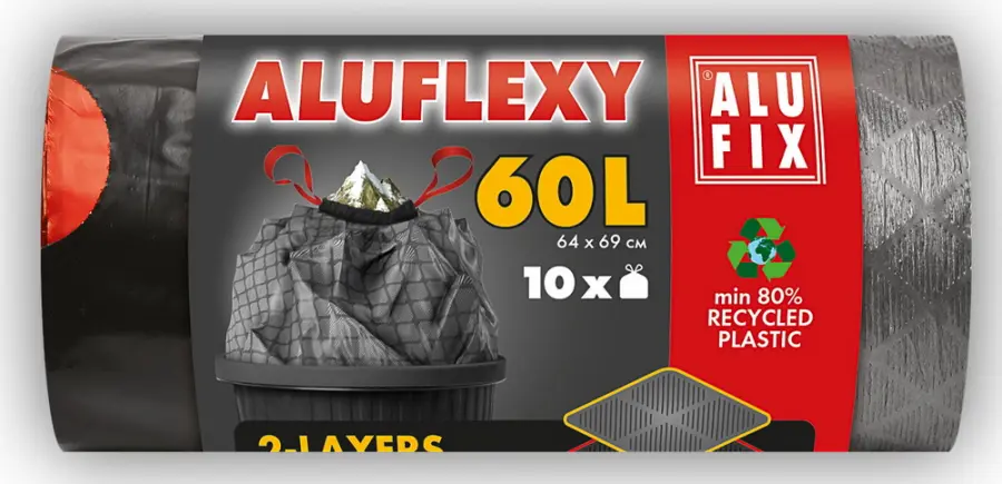 Pytle odpadkové zatahovací Aluflexy 60l 10ks černé