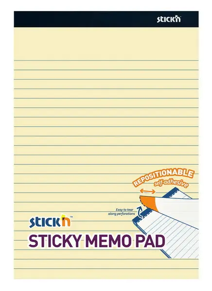 Blok samolepicí velký 254 x 178 mm 50 ks linkovaný žlutý