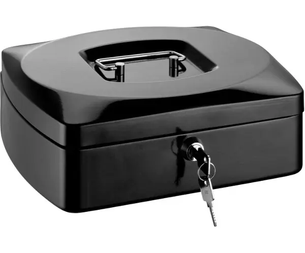 Pokladna kovová 255x200x90 mm černá