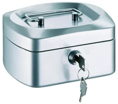 Pokladna kovová 255x200x90 mm stříbrná