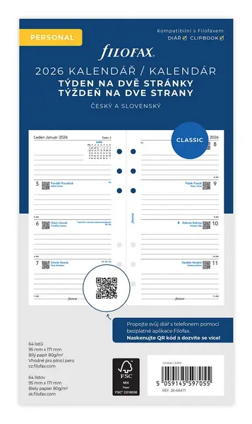 Diář filoFAX náplň týdenní osobní