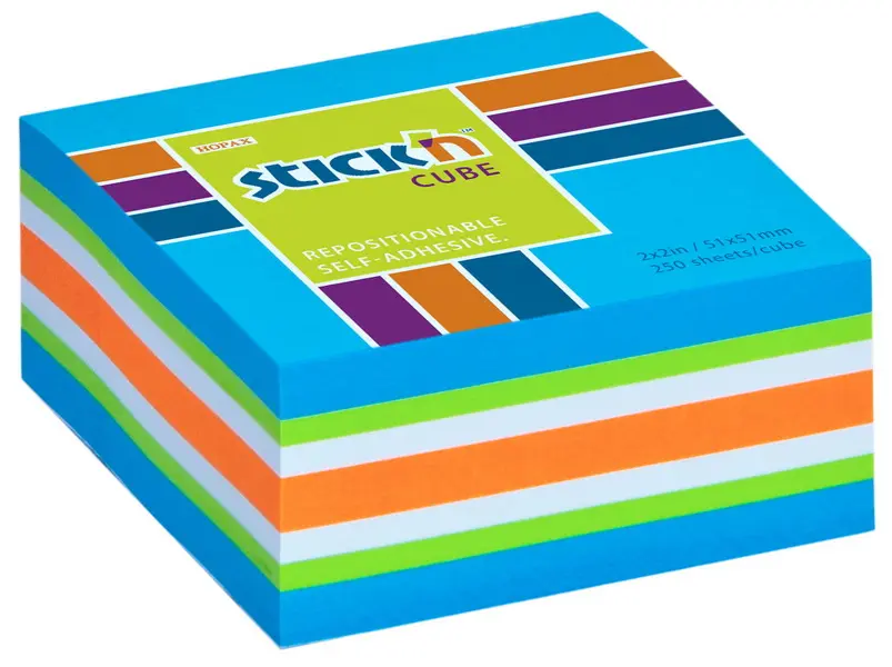 Blok samolepicí 51x51 mm modrý mix 250 lístků
