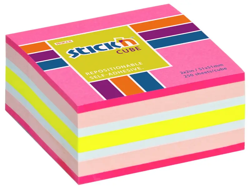 Blok samolepicí 51x51 mm růžový mix 250 lístků