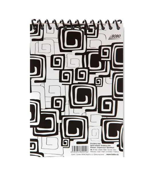 Blok spirálový A6 linka 50 listů Black and White horní spirála