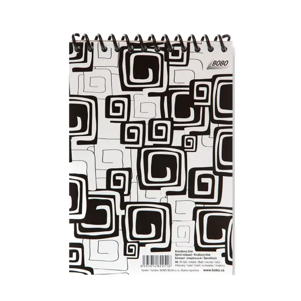 Blok spirálový A5 linka 50 listů Black and White horní spirála