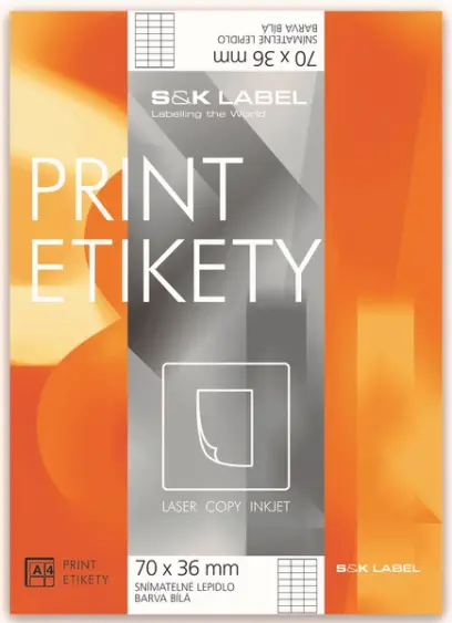 Etikety snímatelné Print 52,5x21,2 mm 100 archů