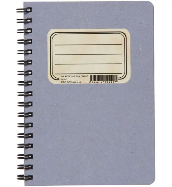 Blok spirálový A6 čistý 50 listů Retro