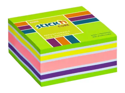 Blok samolepicí 76x76 mm 400 lístků neon zelená mix