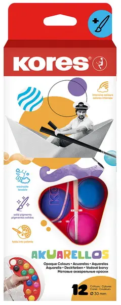Barvy vodové Akuarellos mini 30 mm 12 barev
