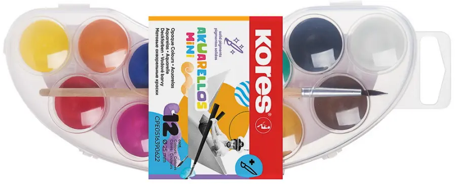 Barvy vodové Akuarellos mini 25 mm 12 barev