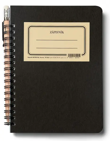 Zápisník B6 kroužkový s tužkou Retro čtverec 70 listů