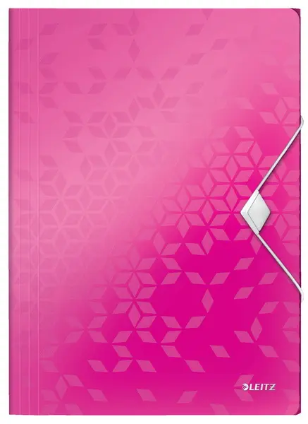 Mapa 3 klopá s gumou PP Leitz Wow růžová