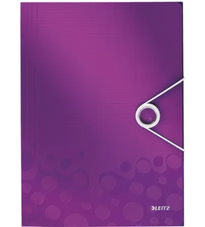 Mapa 3 klopá s gumou PP Leitz Wow fialová