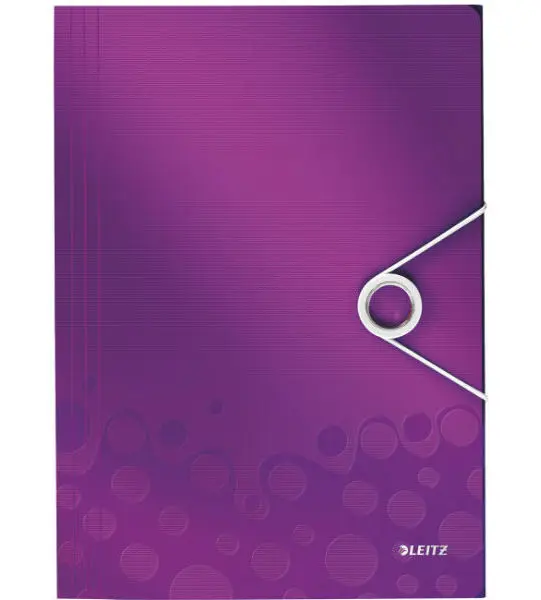 Mapa 3 klopá s gumou PP Leitz Wow fialová