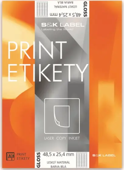 Etikety samolepicí 66 x 33,8 mm 100 archů lesklé