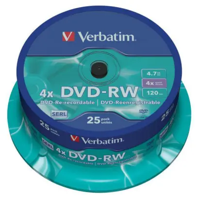 DVD -RW Verbatim 4,7 GB cake 25 ks