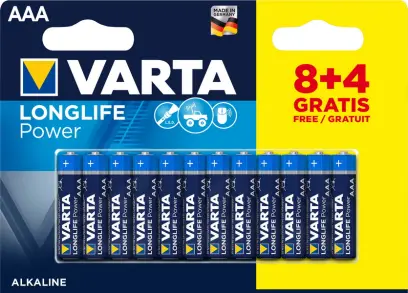 Baterie alkalická AAA/R03 Varta Longlive Power 8+4 ks