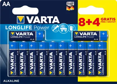 Baterie alkalická AA/R06 Varta Longlive Power 8+4 ks