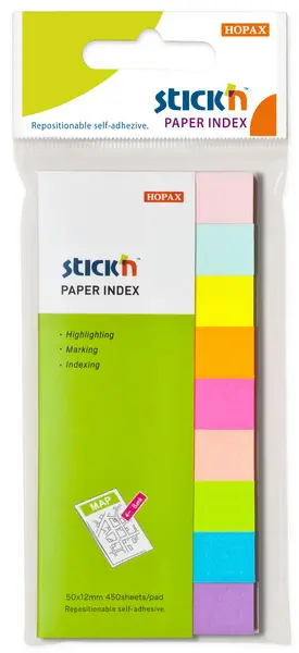 Záložka samolepicí 50x12 mm papírové neon a pastel 9x50