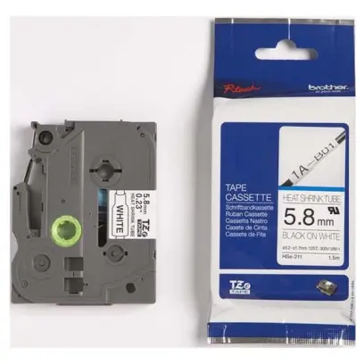 Páska do štítkovačů Brother HSE-211, černý tisk/bílý podklad, 1.5m, 5.2mm