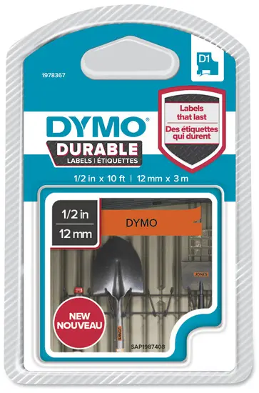 Páska D1 12 mm oranžovo/bílá permanentní vinylová