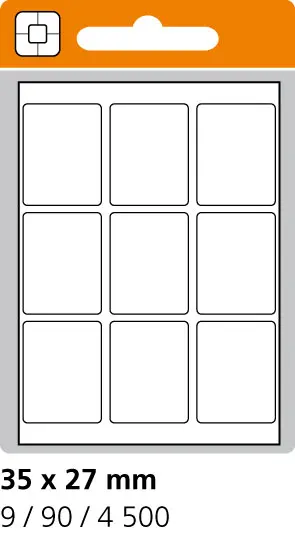 Etikety samolepicí 35 x 27 mm 10 archů 90 etiket