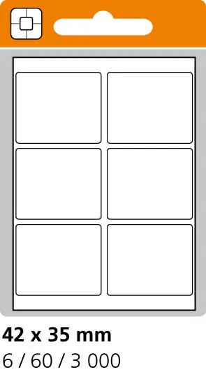 Etikety samolepicí 42 x 35 mm 10 aršíků 60 etiket