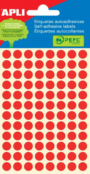 Etikety samolepicí průměr 8 mm červené 288 ks