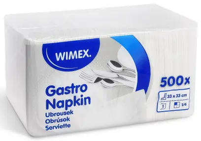 Ubrousky 33x33 cm bílé jednovrstvé 500 ks