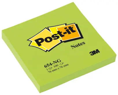 Blok samolepicí 76x76 mm 654 NG neonově zelený