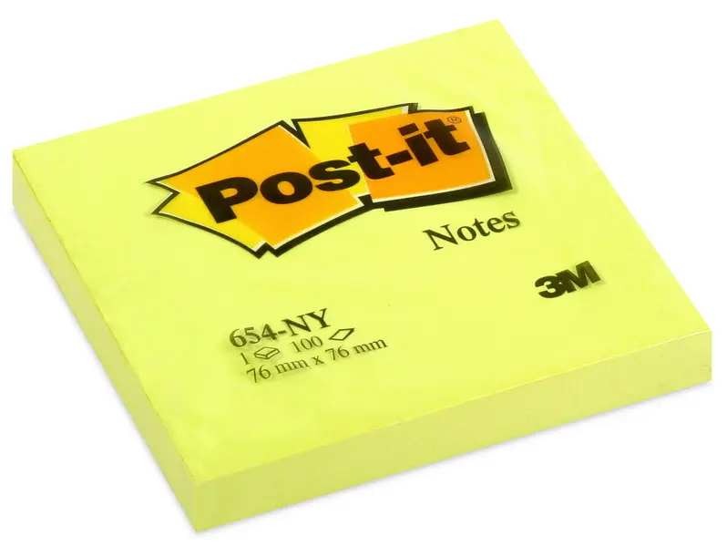 Blok samolepicí 76x76 mm 654NY neonově žlutý