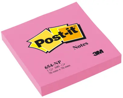 Blok samolepicí 76x76 mm 654NP neonově růžový