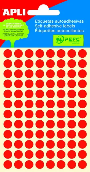 Etikety samolepicí průměr 8 mm červené fluo 288 ks