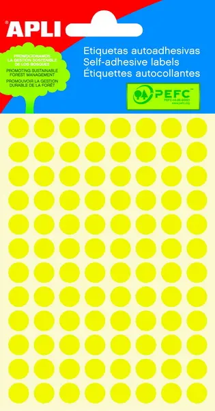 Etikety samolepicí průměr 8 mm žluté fluo 288 ks