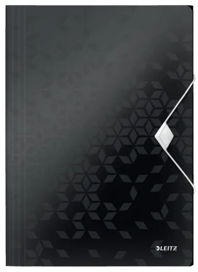 Mapa 3 klopá s gumou PP Leitz Wow černá