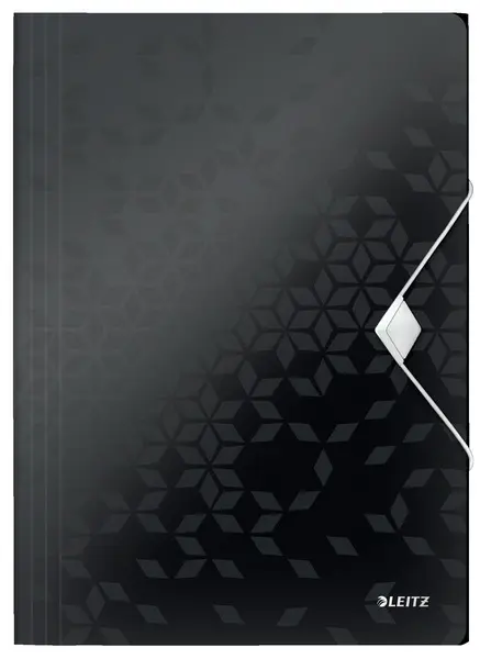 Mapa 3 klopá s gumou PP Leitz Wow černá