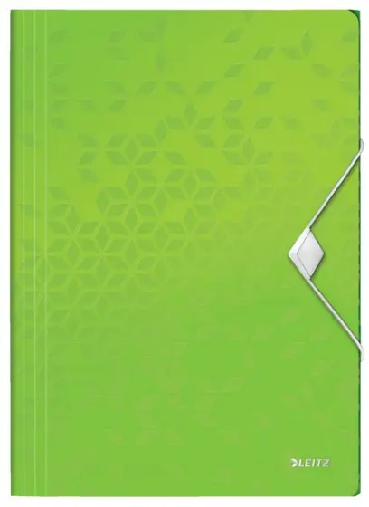 Mapa 3 klopá s gumou PP Leitz Wow zelená