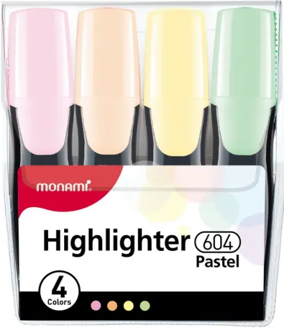 Zvýrazňovač Monami 604 sada 4 ks pastel