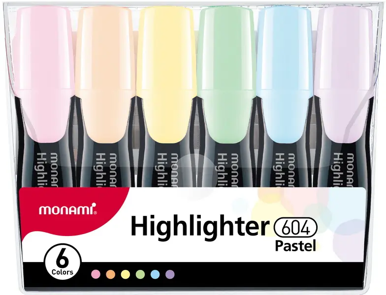 Zvýrazňovač Monami 604 sada 6 ks pastel