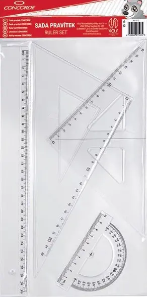 Sada pravítko, 2 trojúhelníky, úhloměr