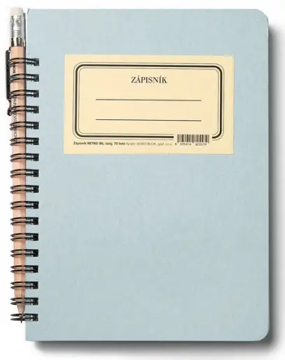 Zápisník B6 kroužkový s tužkou Retro čistý 70 listů