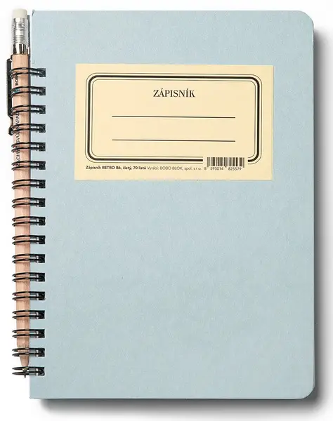 Zápisník B6 kroužkový s tužkou Retro čistý 70 listů