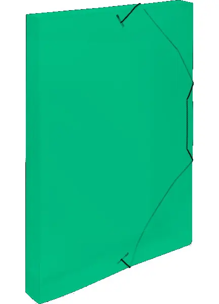 Krabice 3 klopá průhledná s gumou PP A4 zelená